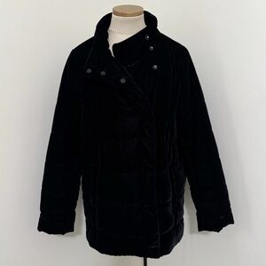 J Jill Women’s Quilted Velvet Puffer Jacket Winter Career Cocktail Black size S